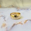 Star Patterned Wide Band Ring in 9ct Gold