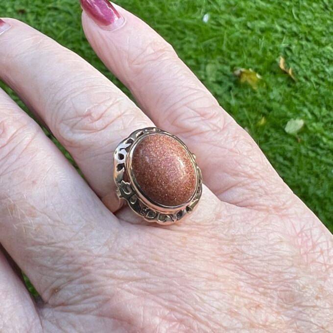 Goldstone Ring in 12ct Rose Gold