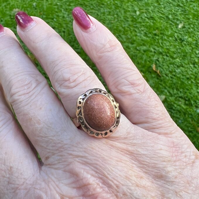 Goldstone Ring in 12ct Rose Gold