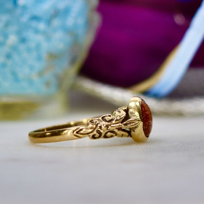 Goldstone Solitaire Ring in 9ct Gold