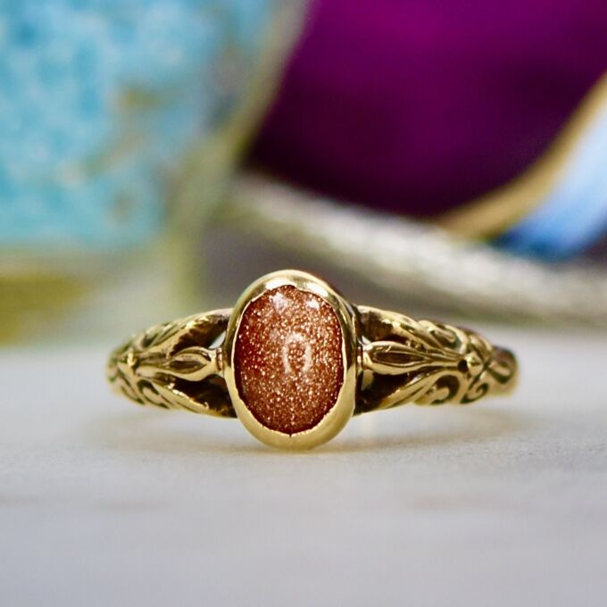 Goldstone Solitaire Ring in 9ct Gold