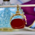 Carnelian Swivel Fob Pendant in 9ct Gold