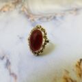 Ornate Carnelian Solitaire Ring in 14ct Gold