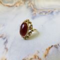 Ornate Carnelian Solitaire Ring in 14ct Gold