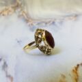 Ornate Carnelian Solitaire Ring in 14ct Gold