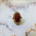 Ornate Carnelian Solitaire Ring in 14ct Gold