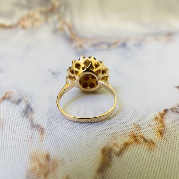 Three Tier Garnet Cluster Ring in 18ct Gold