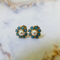 Pearl and Turquoise Stud Earrings in 18ct Gold