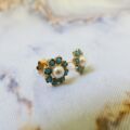 Pearl and Turquoise Stud Earrings in 18ct Gold