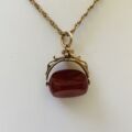 Carnelian Swivel Fob Pendant in 9ct Gold