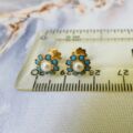Pearl and Turquoise Stud Earrings in 18ct Gold