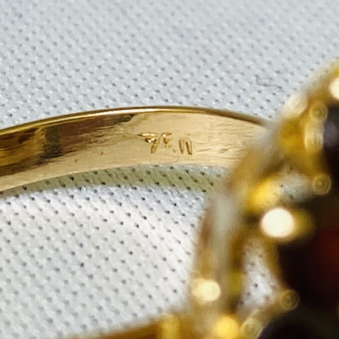 Three Tier Garnet Cluster Ring in 18ct Gold