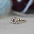 Synthetic Pink Sapphire and Diamond Ring in 9ct Gold