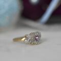 Synthetic Pink Sapphire and Diamond Ring in 9ct Gold