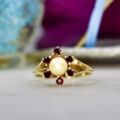 Pearl and Garnet Ring in 9ct Gold