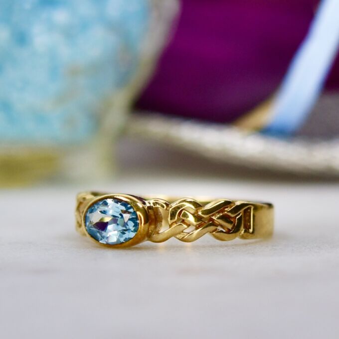 Celtic Knot Design Topaz Ring in 9ct Gold
