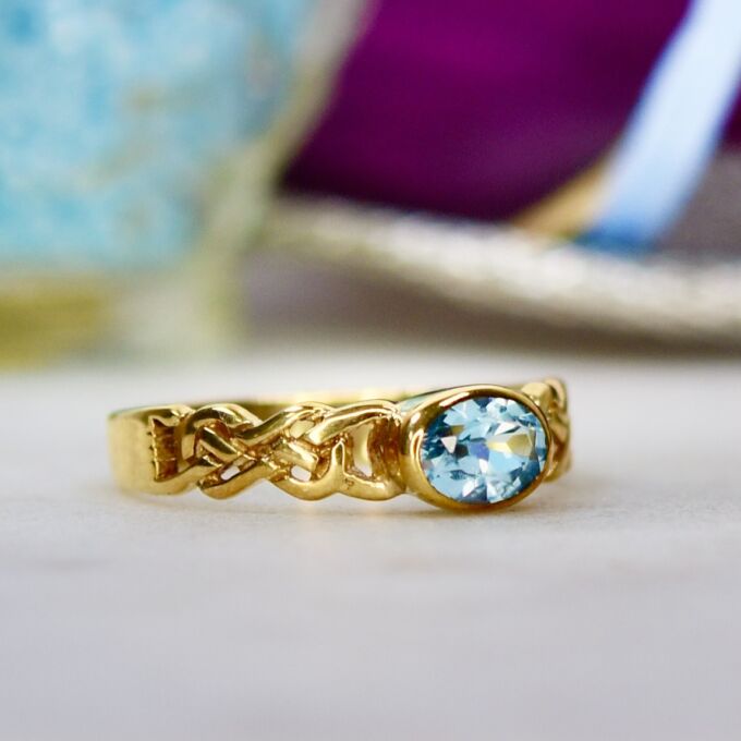 Celtic Knot Design Topaz Ring in 9ct Gold