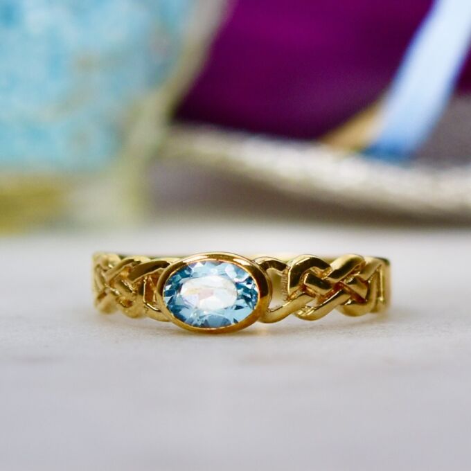 Celtic Knot Design Topaz Ring in 9ct Gold