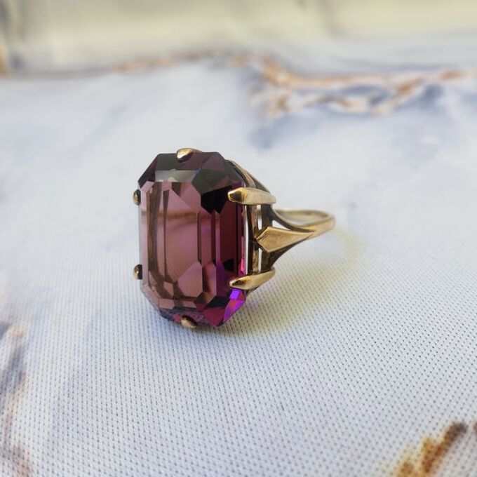 Huge Purple Dress Ring in 9ct Gold