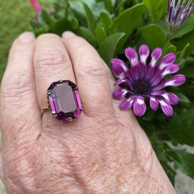 Huge Purple Dress Ring in 9ct Gold