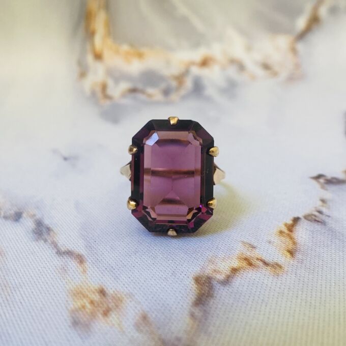 Huge Purple Dress Ring in 9ct Gold