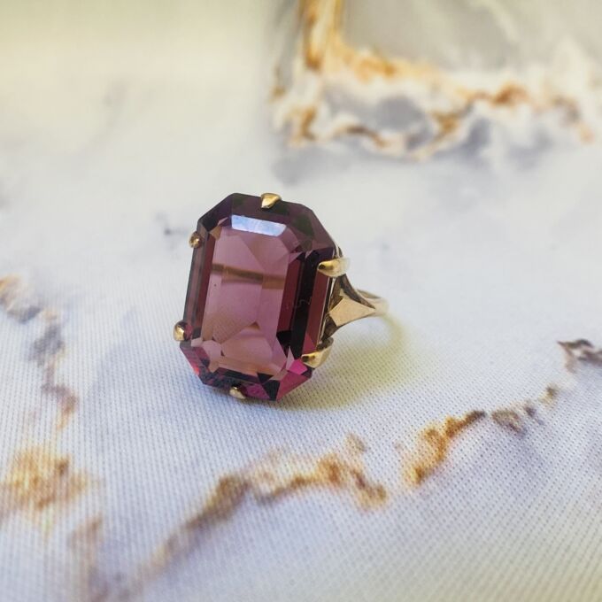 Huge Purple Dress Ring in 9ct Gold