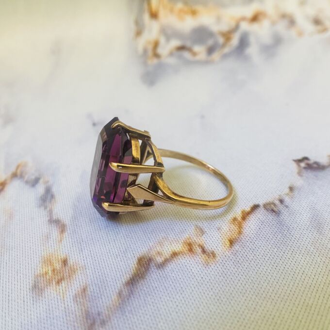 Huge Purple Dress Ring in 9ct Gold