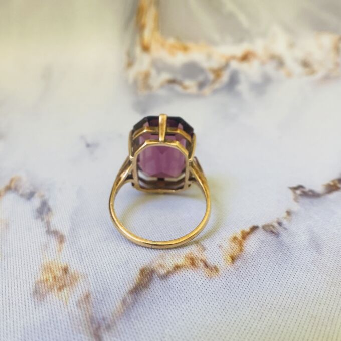 Huge Purple Dress Ring in 9ct Gold