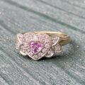 Synthetic Pink Sapphire and Diamond Ring in 9ct Gold