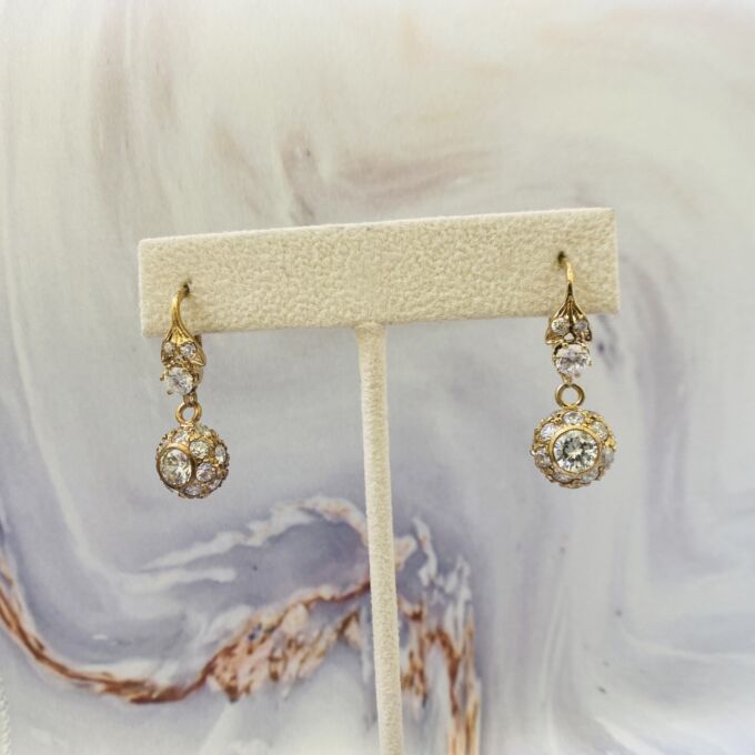 Glitter Ball Drop Earrings in 9ct Gold