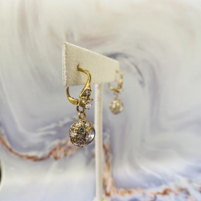 Glitter Ball Drop Earrings in 9ct Gold