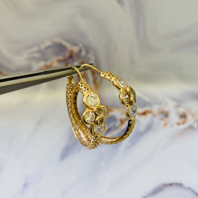 Reserved – Bold Mesh Hoop Earrings in 9ct Gold