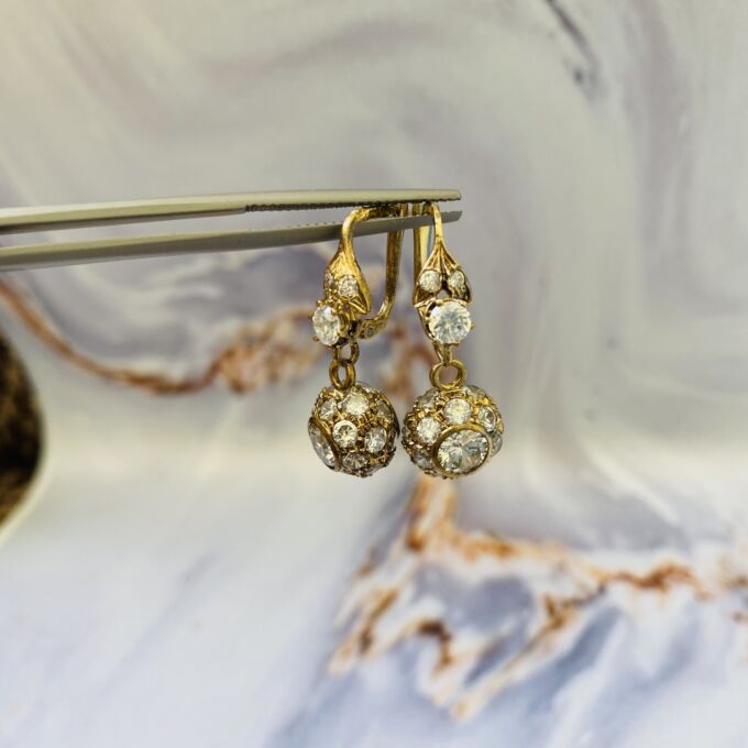 Glitter Ball Drop Earrings in 9ct Gold