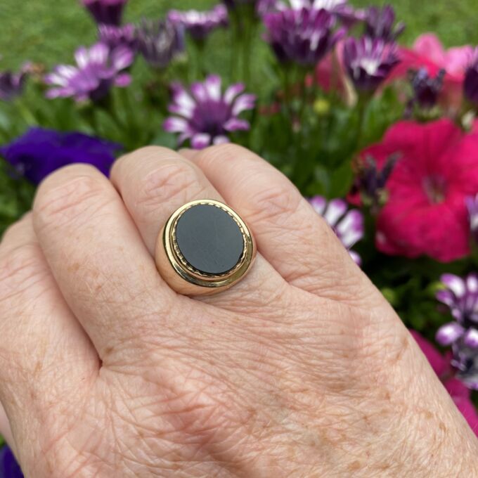 Statement Onyx Signet Ring in 9ct Gold