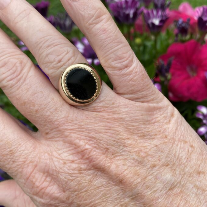 Statement Onyx Signet Ring in 9ct Gold