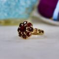 Ornate Garnet Cluster Ring in 9ct Gold