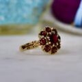 Ornate Garnet Cluster Ring in 9ct Gold