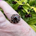 Ornate Garnet Cluster Ring in 9ct Gold