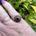 Ornate Garnet Cluster Ring in 9ct Gold