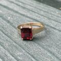 Garnet Solitaire Ring in 9ct Gold