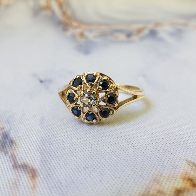 Sapphire Cluster Ring in 9ct Gold