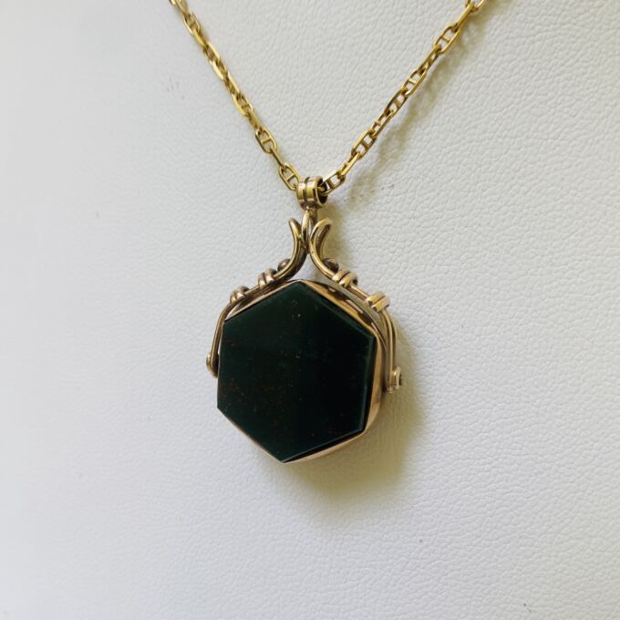 Hexagonal Swivel Fob Pendant in 9ct Gold