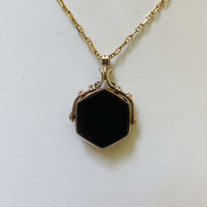 Hexagonal Swivel Fob Pendant in 9ct Gold