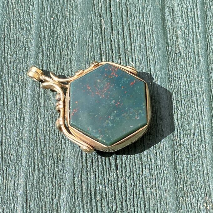 Hexagonal Swivel Fob Pendant in 9ct Gold