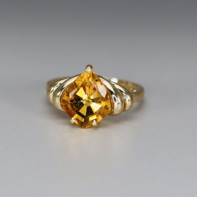 Unusual Citrine Kite Ring in 10k Gold