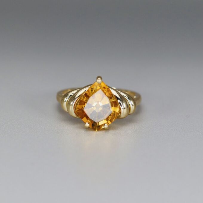 Unusual Citrine Kite Ring in 10k Gold