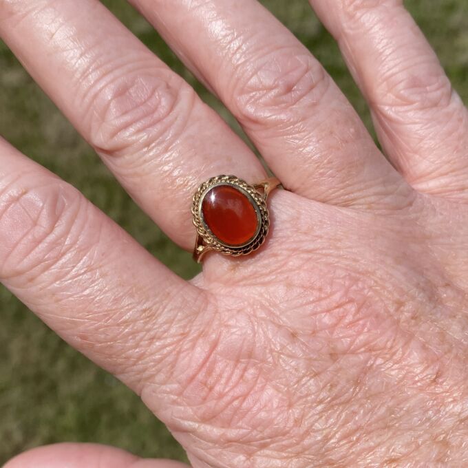 Carnelian Solitaire Ring in 9ct Gold