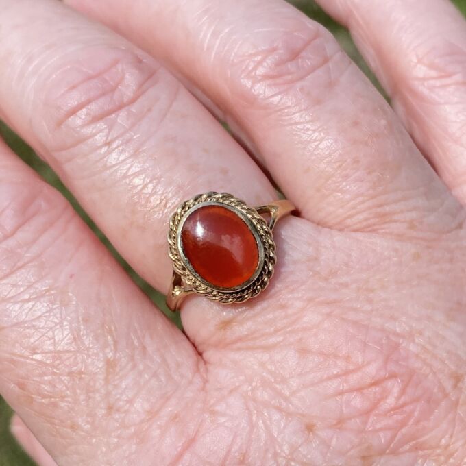 Carnelian Solitaire Ring in 9ct Gold