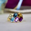 Rainbow Multi Gemstone Ring in 9ct Gold