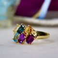 Rainbow Multi Gemstone Ring in 9ct Gold